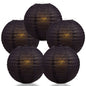 5 PACK | 12" Black Even Ribbing Round Paper Lanterns - PaperLanternStore.com - Paper Lanterns, Decor, Party Lights & More