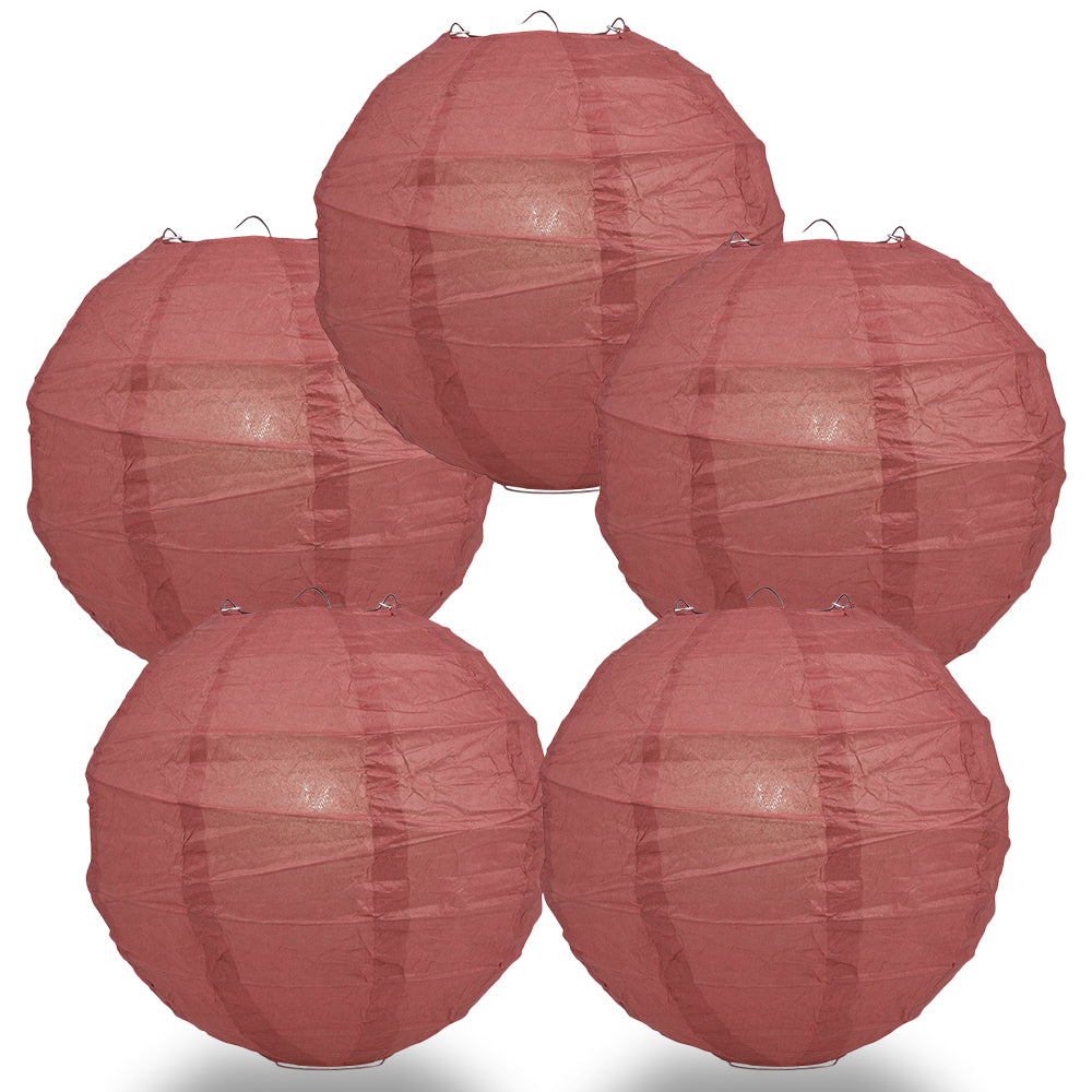 5 PACK | 12"  Marasala / Burgundy Wine Crisscross Ribbing, Hanging Paper Lanterns - PaperLanternStore.com - Paper Lanterns, Decor, Party Lights & More
