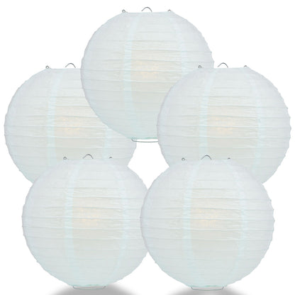 5 PACK | 12" Arctic Spa Blue Even Ribbing Round Paper Lanterns - PaperLanternStore.com - Paper Lanterns, Decor, Party Lights & More
