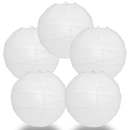 5 PACK | 12"  White Crisscross Ribbing, Hanging Paper Lanterns - PaperLanternStore.com - Paper Lanterns, Decor, Party Lights & More