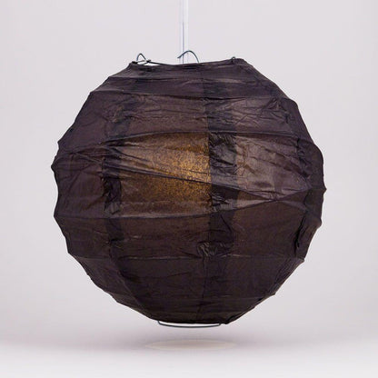 BULK PACK (12) 16" Black Round Paper Lantern, Crisscross Ribbing, Chinese Hanging Wedding & Party Decoration