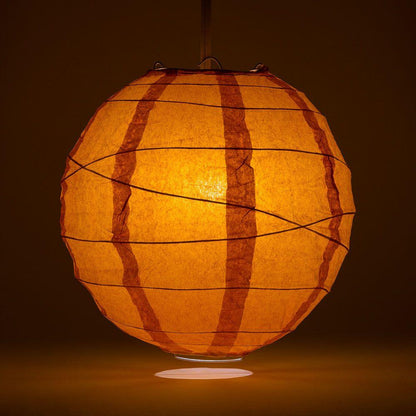 BULK PACK (12) 24" Persimmon Orange Round Paper Lantern, Crisscross Ribbing, Chinese Hanging Wedding & Party Decoration