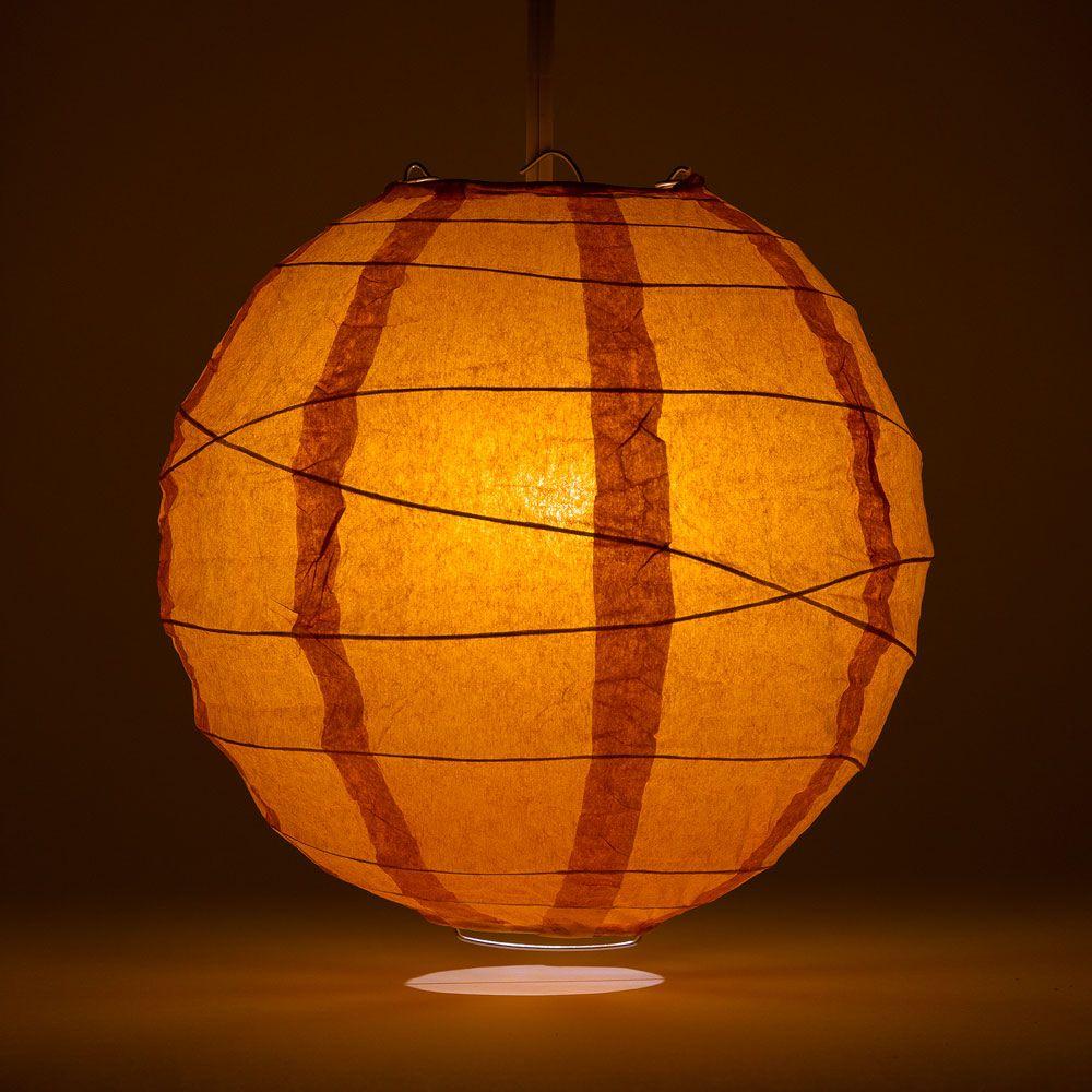 5-PACK 24" Persimmon Orange Round Paper Lantern, Crisscross Ribbing, Chinese Hanging Wedding & Party Decoration