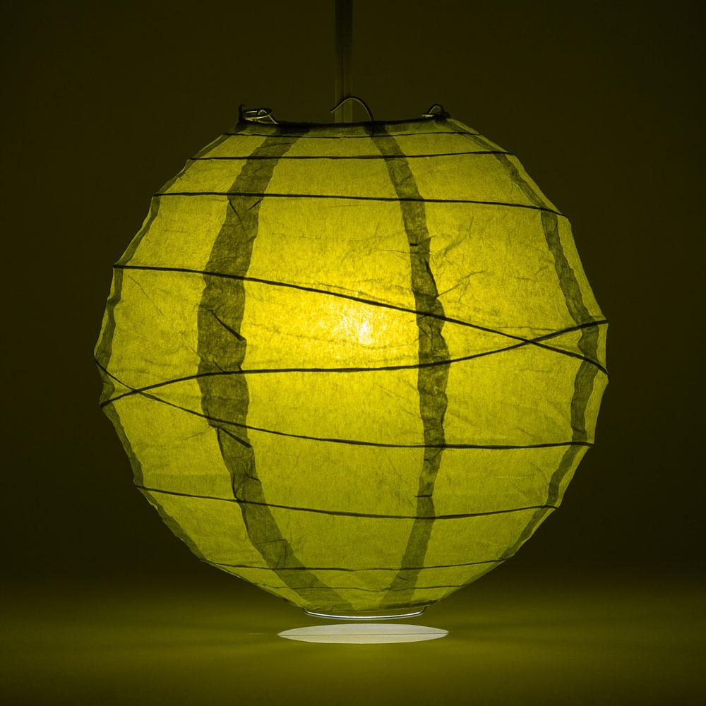 5-PACK 8" Chartreuse Yellow Green Round Paper Lantern, Crisscross Ribbing, Chinese Hanging Wedding & Party Decoration