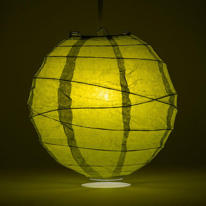 5-PACK 8" Chartreuse Yellow Green Round Paper Lantern, Crisscross Ribbing, Chinese Hanging Wedding & Party Decoration