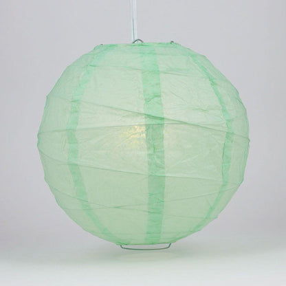 5-PACK 24" Cool Mint Green Round Paper Lantern, Crisscross Ribbing, Chinese Hanging Wedding & Party Decoration