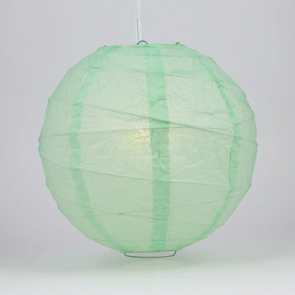 24" Cool Mint Green Round Paper Lantern, Crisscross Ribbing, Chinese Hanging Wedding & Party Decoration - PaperLanternStore.com - Paper Lanterns, Decor, Party Lights & More