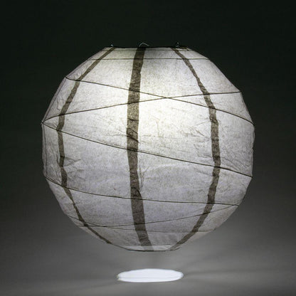BLOWOUT BULK PACK (12) 16" Driftwood Grey Round Paper Lantern, Crisscross Ribbing, Hanging Decoration