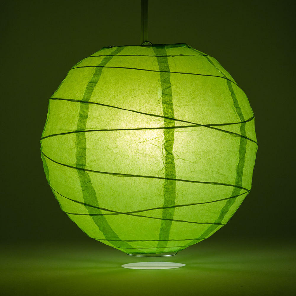 20" Grass Greenery Round Paper Lantern, Crisscross Ribbing, Chinese Hanging Wedding & Party Decoration - PaperLanternStore.com - Paper Lanterns, Decor, Party Lights & More