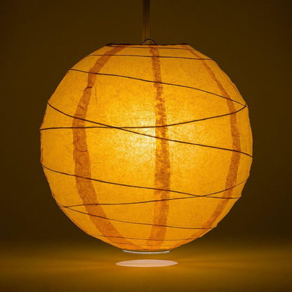 5-PACK 20" Orange Round Paper Lantern, Crisscross Ribbing, Chinese Hanging Wedding & Party Decoration