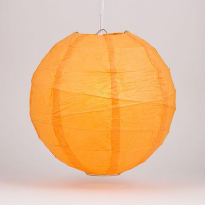 5-PACK 16" Orange Round Paper Lantern, Crisscross Ribbing, Chinese Hanging Wedding & Party Decoration