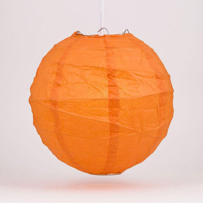 BULK PACK (12) 16" Persimmon Orange Round Paper Lantern, Crisscross Ribbing, Chinese Hanging Wedding & Party Decoration