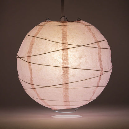 20" Pink Round Paper Lantern, Crisscross Ribbing, Chinese Hanging Wedding & Party Decoration - PaperLanternStore.com - Paper Lanterns, Decor, Party Lights & More