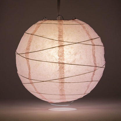5-PACK 20" Pink Round Paper Lantern, Crisscross Ribbing, Chinese Hanging Wedding & Party Decoration