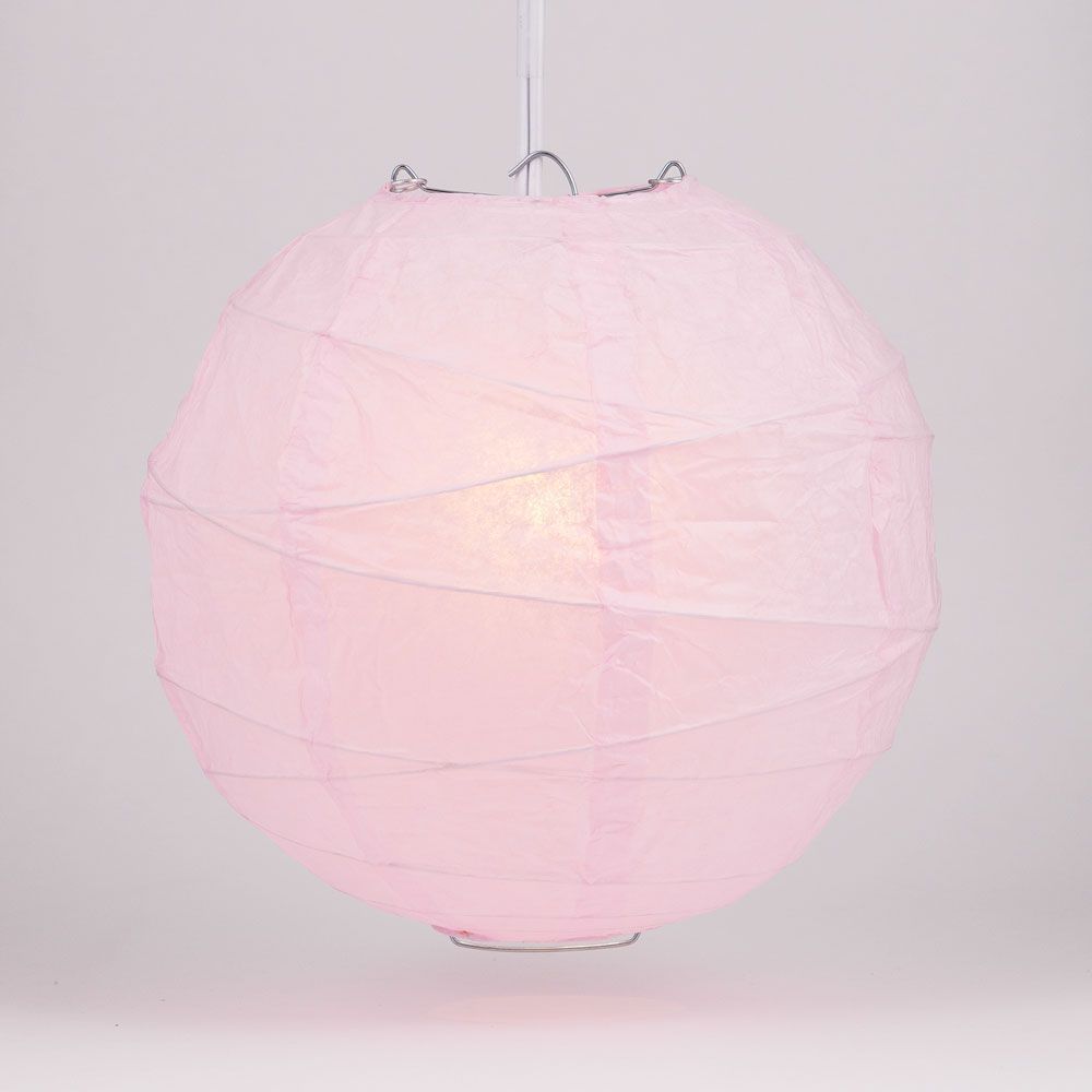 20" Pink Round Paper Lantern, Crisscross Ribbing, Chinese Hanging Wedding & Party Decoration - PaperLanternStore.com - Paper Lanterns, Decor, Party Lights & More
