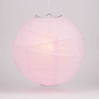 20" Pink Round Paper Lantern, Crisscross Ribbing, Chinese Hanging Wedding & Party Decoration - PaperLanternStore.com - Paper Lanterns, Decor, Party Lights & More