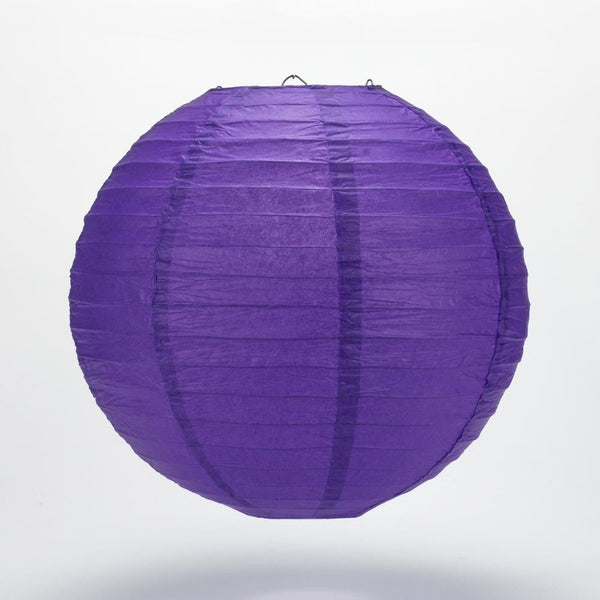 BULK PACK (5) 16" Plum Purple Round Paper Lantern, Even Ribbing, Hanging Decoration - PaperLanternStore.com - Paper Lanterns, Decor, Party Lights & More