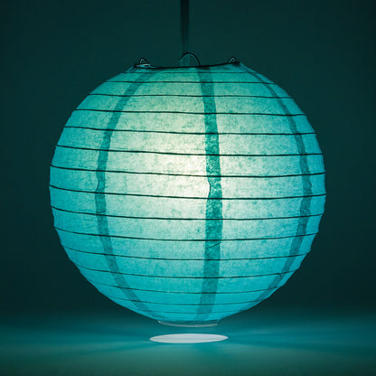 36" Teal Green Jumbo Round Paper Lantern, Even Ribbing, Chinese Hanging Wedding & Party Decoration - PaperLanternStore.com - Paper Lanterns, Decor, Party Lights & More