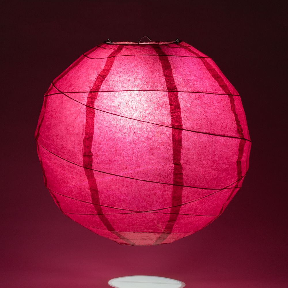 24" Velvet Red Round Paper Lantern, Crisscross Ribbing, Chinese Hanging Wedding & Party Decoration - PaperLanternStore.com - Paper Lanterns, Decor, Party Lights & More