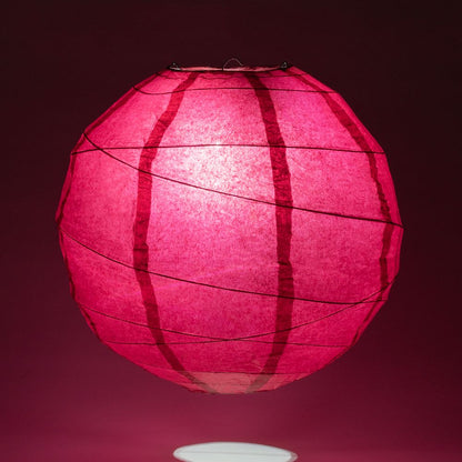 24" Velvet Red Round Paper Lantern, Crisscross Ribbing, Chinese Hanging Wedding & Party Decoration - PaperLanternStore.com - Paper Lanterns, Decor, Party Lights & More