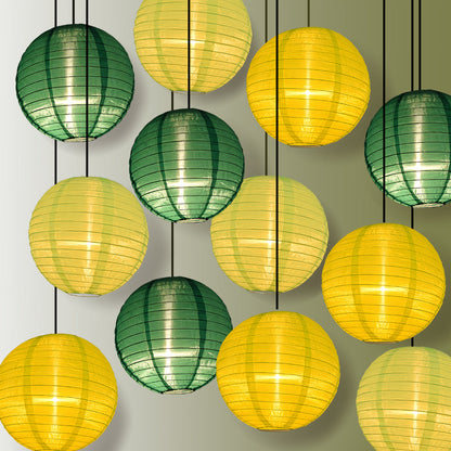 12-Pack of Jumbo Multicolor Green Nylon Lanterns Party Pack