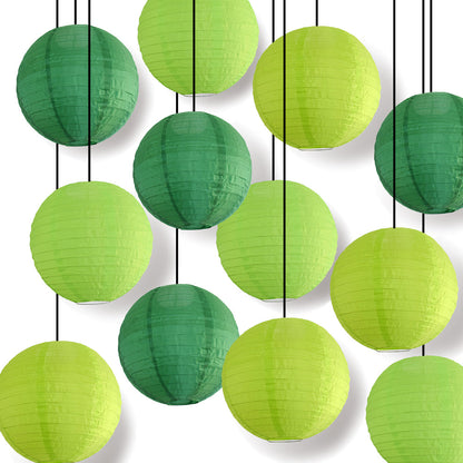 12-Pack of Multicolor Green Nylon Lanterns Party Pack
