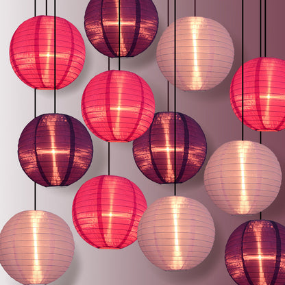 BLOWOUT 12-Pack of Jumbo Multicolor Purple Nylon Lanterns Party Pack