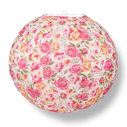 12 PACK | 14" Liberty Print Fuchsia Rose Floral Pattern Paper Lantern, Design by Esper - PaperLanternStore.com - Paper Lanterns, Decor, Party Lights & More