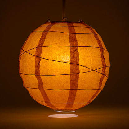 24" Persimmon Orange Round Paper Lantern, Crisscross Ribbing, Chinese Hanging Wedding & Party Decoration - PaperLanternStore.com - Paper Lanterns, Decor, Party Lights & More