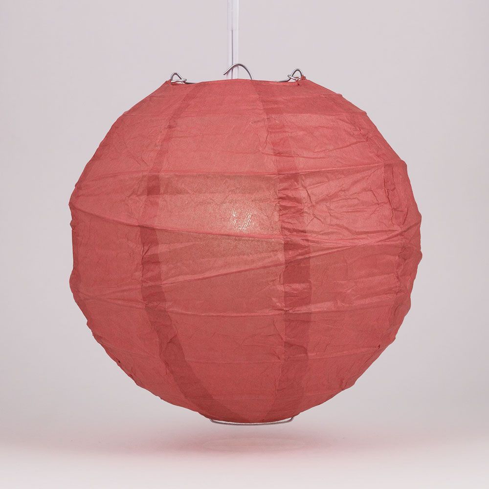 12" Marsala / Burgundy Wine Round Paper Lantern, Crisscross Ribbing, Chinese Hanging Wedding & Party Decoration - PaperLanternStore.com - Paper Lanterns, Decor, Party Lights & More