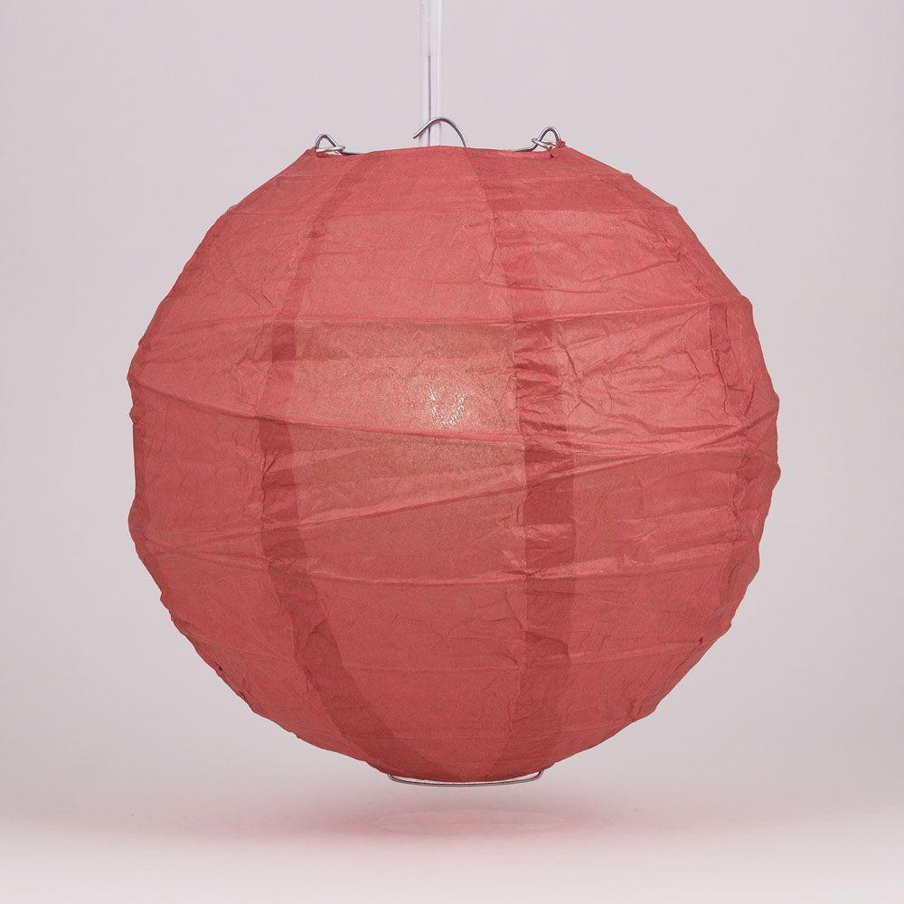 BULK PACK (12) 16" Marsala / Burgundy Wine Round Paper Lantern, Crisscross Ribbing, Chinese Hanging Wedding & Party Decoration