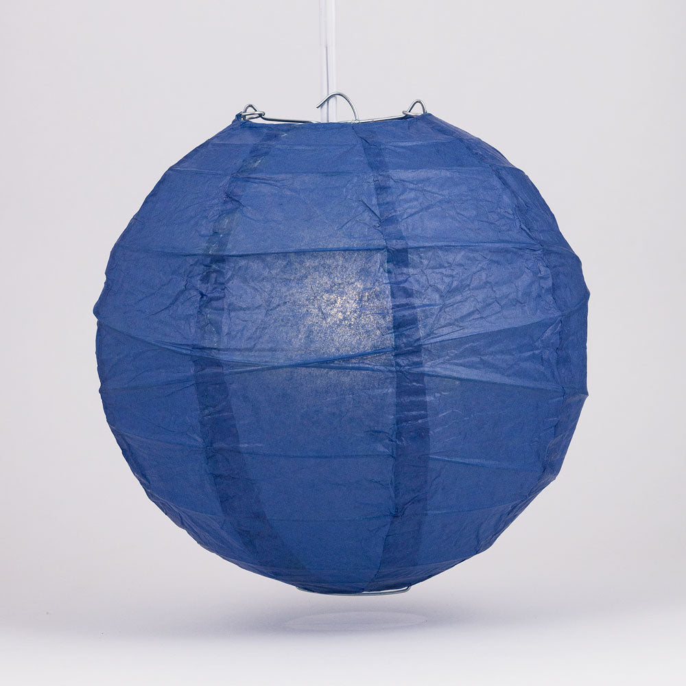 16" Navy Blue Round Paper Lantern, Crisscross Ribbing, Chinese Hanging Wedding & Party Decoration - PaperLanternStore.com - Paper Lanterns, Decor, Party Lights & More
