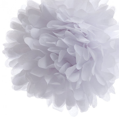 EZ-Fluff 12" White Tissue Paper Pom Poms Flowers Balls, Decorations (4 PACK) - PaperLanternStore.com - Paper Lanterns, Decor, Party Lights & More
