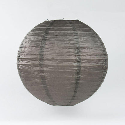 30" Driftwood Grey Jumbo Round Paper Lantern, Even Ribbing, Chinese Hanging Wedding & Party Decoration