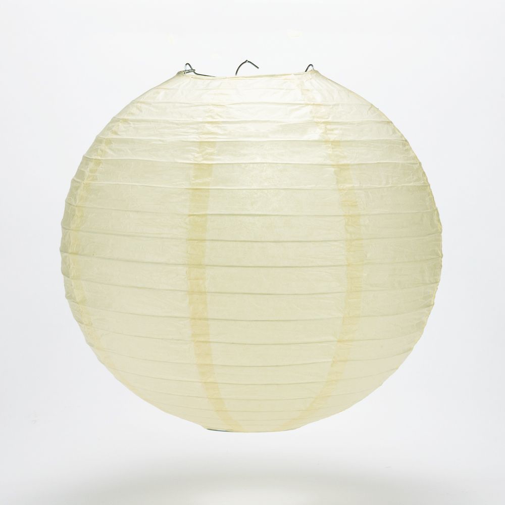 20" Ivory Round Paper Lantern, Even Ribbing, Chinese Hanging Wedding & Party Decoration - PaperLanternStore.com - Paper Lanterns, Decor, Party Lights & More