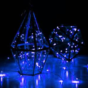 7 FT | 20 LED Weatherproof Battery Operated Copper Wire Blue Fairy String Lights With Timer - PaperLanternStore.com - Paper Lanterns, Decor, Party Lights & More