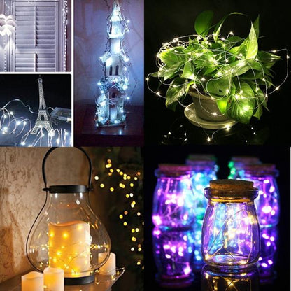 7 FT | 20 LED Weatherproof Battery Operated Copper Wire Blue Fairy String Lights With Timer - PaperLanternStore.com - Paper Lanterns, Decor, Party Lights & More