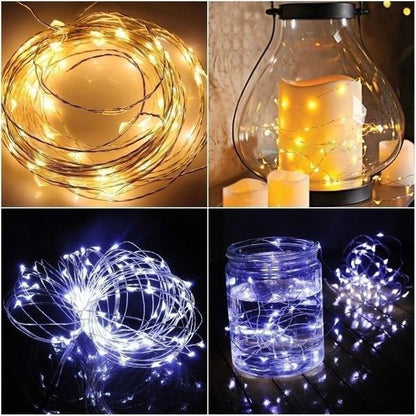 7 FT | 20 LED Weatherproof Battery Operated Cool White Copper Wire Fairy String Lights With Timer - PaperLanternStore.com - Paper Lanterns, Decor, Party Lights & More