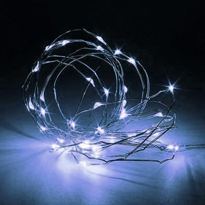 7 FT | 20 LED Weatherproof Battery Operated Cool White Copper Wire Fairy String Lights With Timer - PaperLanternStore.com - Paper Lanterns, Decor, Party Lights & More