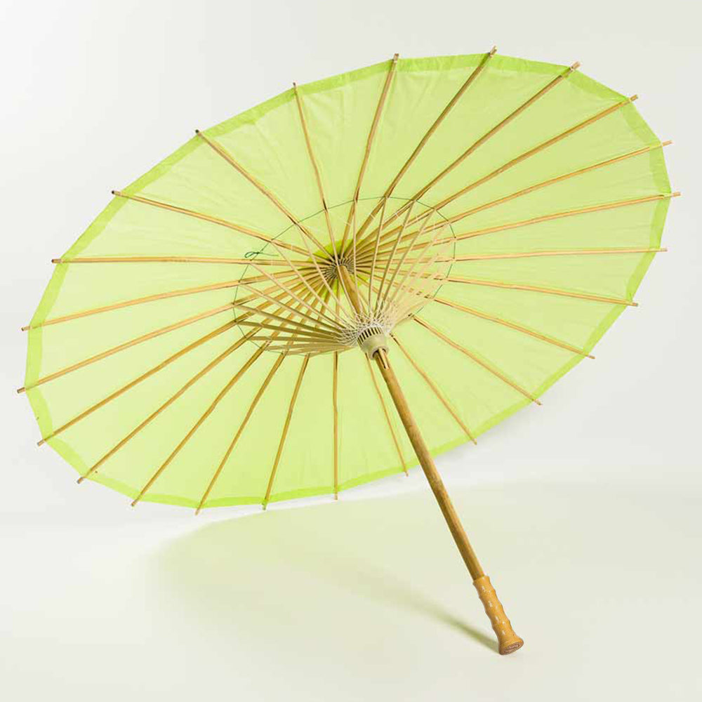 32" Light Lime Paper Parasol Umbrella with Elegant Handle