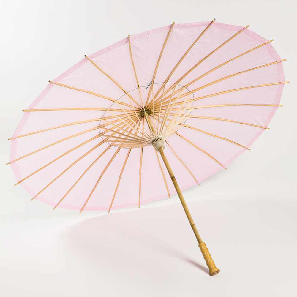 BULK PACK (10-Pack) 32" Pink Paper Parasol Umbrella with Elegant Handle