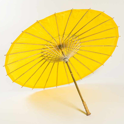 BULK PACK (10-Pack) 32" Yellow Paper Parasol Umbrella with Elegant Handle
