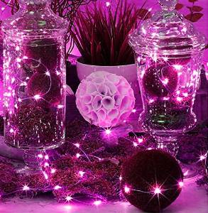7.5 FT|20 LED Battery Operated Pink Fairy String Lights With Silver Wire - PaperLanternStore.com - Paper Lanterns, Decor, Party Lights & More