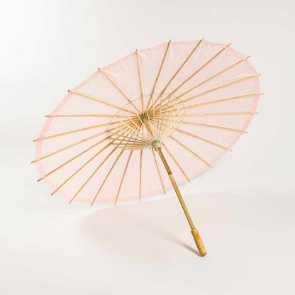 32" Rose Quartz Paper Parasol Umbrella for Weddings and Parties - PaperLanternStore.com - Paper Lanterns, Decor, Party Lights & More