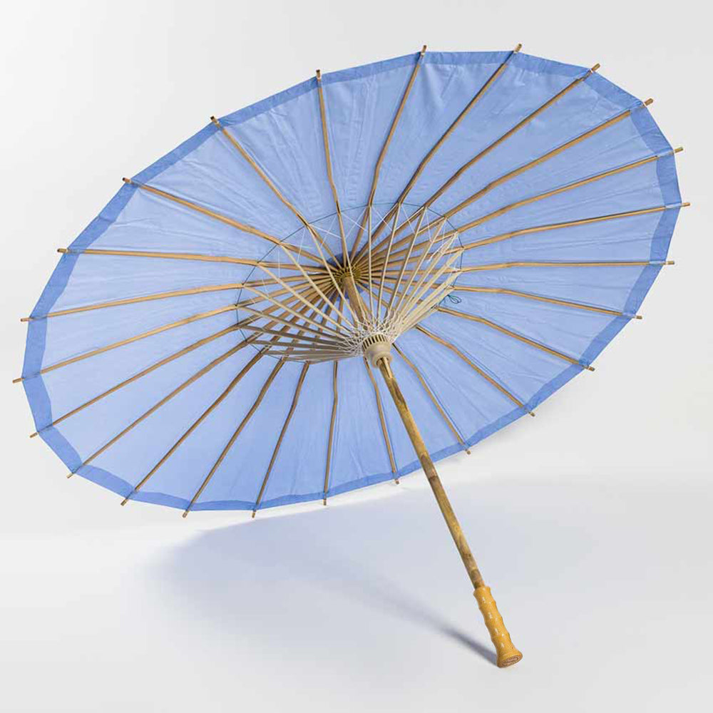 BULK PACK (10-Pack) 32" Serenity Blue Paper Parasol Umbrella for Weddings and Parties with Elegant Handle