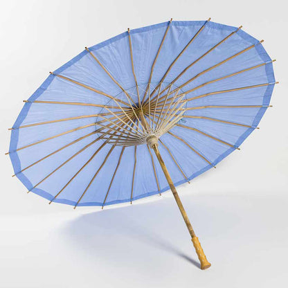 BULK PACK (10-Pack) 32" Serenity Blue Paper Parasol Umbrella for Weddings and Parties with Elegant Handle