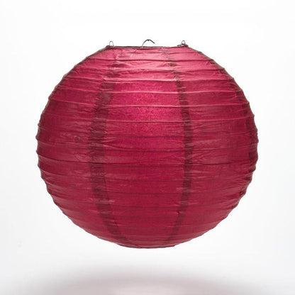 BULK PACK (5) 24" Velvet Red Round Paper Lantern, Even Ribbing, Chinese Hanging Wedding & Party Decoration - PaperLanternStore.com - Paper Lanterns, Decor, Party Lights & More