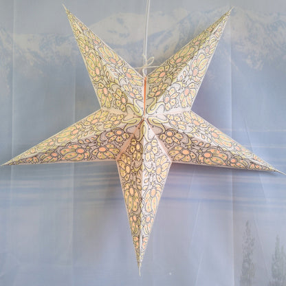 3-PACK | 24 Inch Paper Star Lantern, White Solar Burst KIT with Triple Pendant Light Included