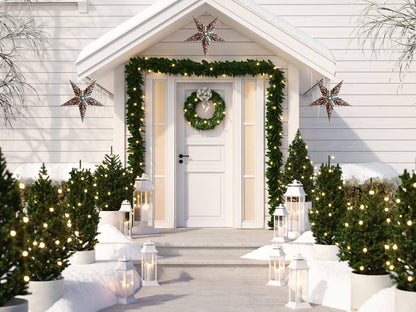 3-PACK | 24 Inch Paper Star Lantern, White Astral Bloom KIT with Triple Pendant Light Included