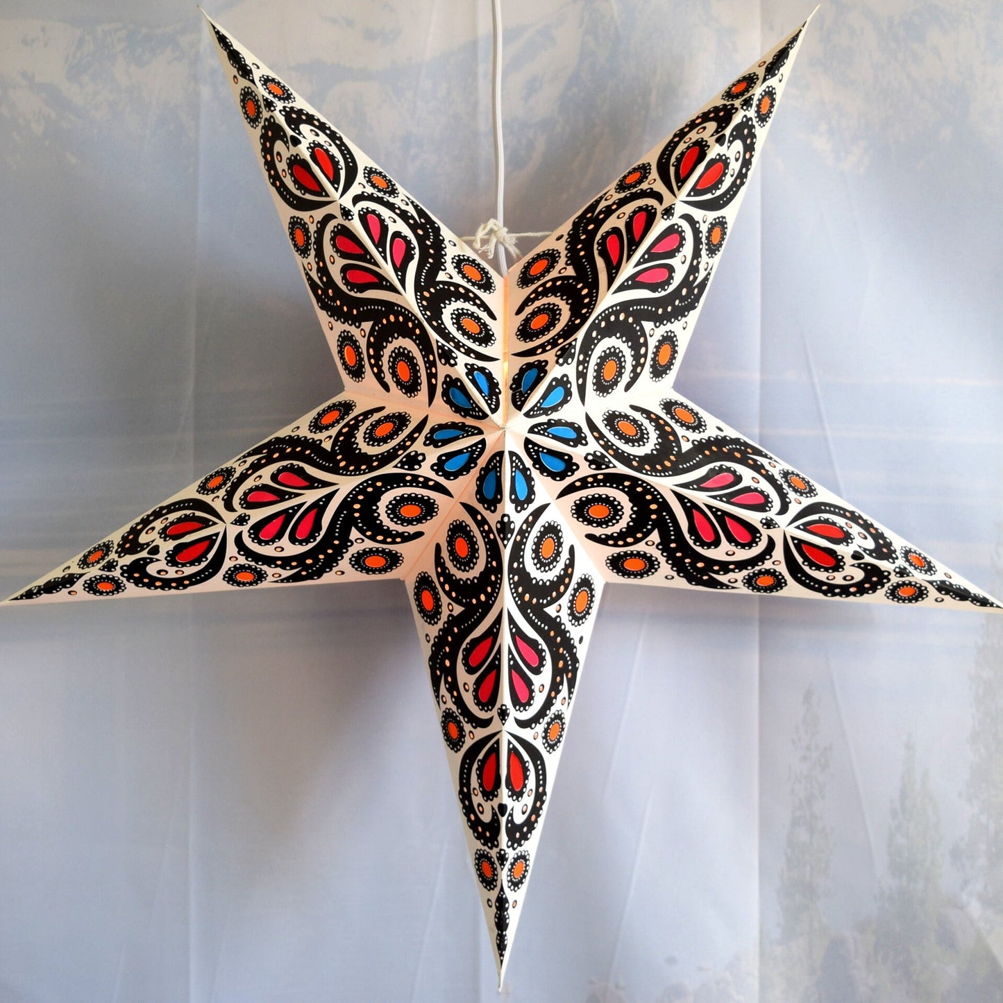 24 Inch Paper Star Lantern, White Astral Bloom